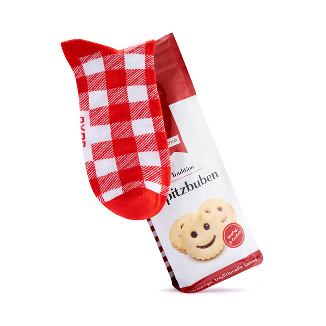 Set mit 4x SOXO Damenfüße Bunte Donuts in einer Geschenkbox