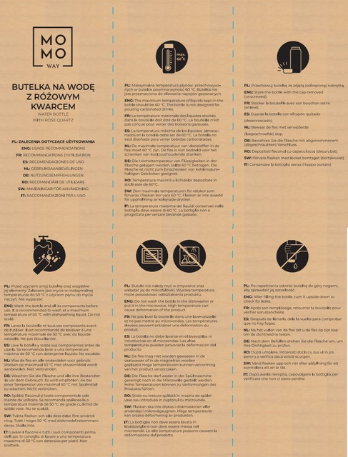 Butelka Szklana z Różowym Kwarcem 450 ml