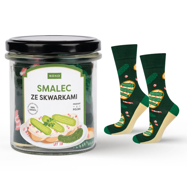 Bunte SOXO GOOD STUFF Herrensocken mit lustigem Baumwollhonig im Glas