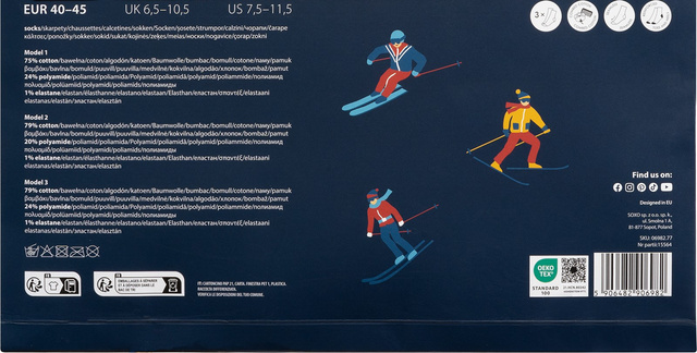 3 Paare von lustige Socken mit Wintersportarten-Motiv in einzigartiger Verpackung | Herrensocken | SOXO