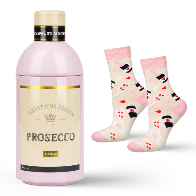 Damskie Skarpetki w butelce SOXO GOOD STUFF Prosecco zabawne na prezent