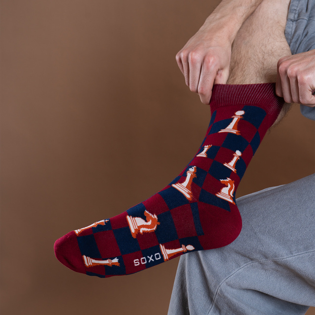 Men's Socks SOXO Chess for Grandpa - 2 Pairs