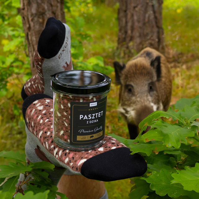 Men's colorful socks SOXO Wild boar pate in a jar