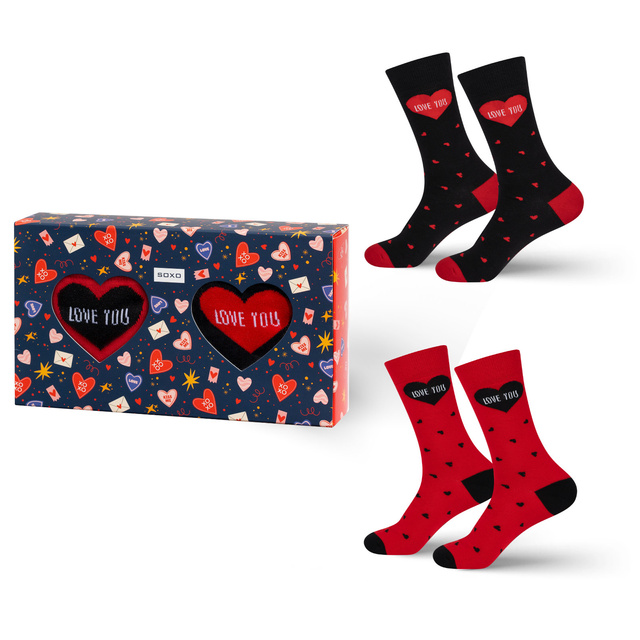 2 Paar von lustige Socken mit Herzmotiv in einzigartiger Verpackung zum Valentinstag | Herrensocken | SOXO