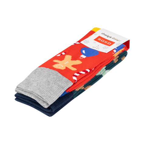 2x Set Bunte Herrensocken SOXO GOOD STUFF mit lustigen Weihnachtsmotiven