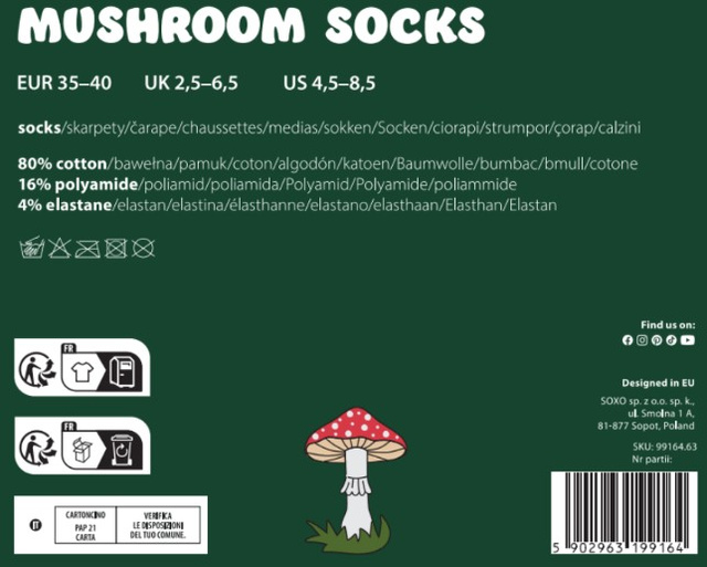 Set of 4x SOXO women's socks mushrooms in a pack premium edition