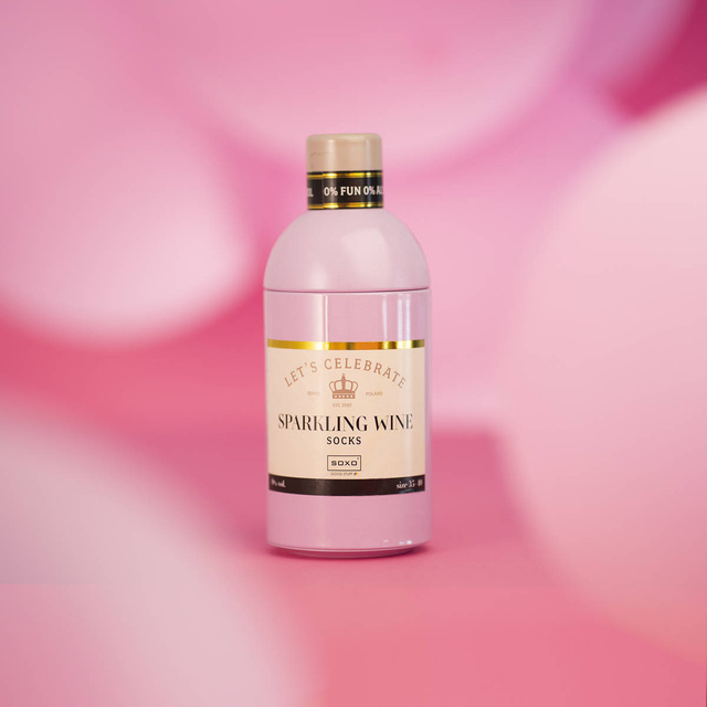 Women's SOXO GOOD STUFF socks with Sparkling Wine in a bottle