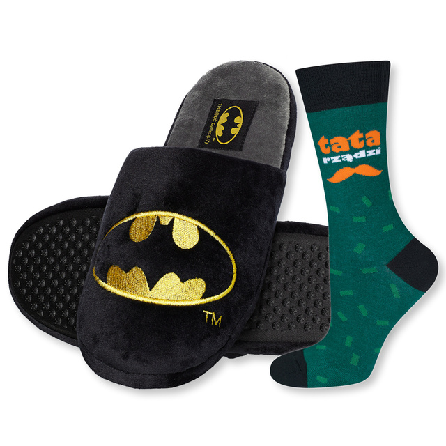 Bunte Set 1x Herrensocken SOXO Superman und 1x Hausschuhe 