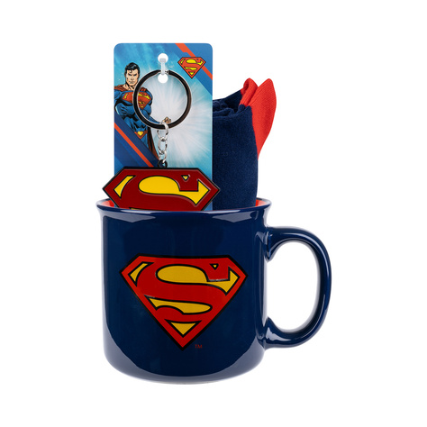 Superman sock mug and key ring set 