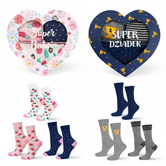 Set of 3x women's socks in a color pack and 3x men's socks in a pack | gift for Grandma and Grandpa