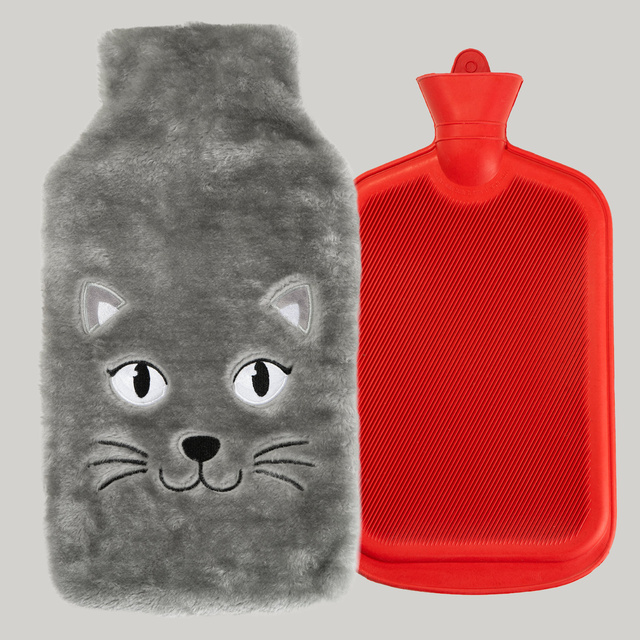 Wärmflasche mit Katzen-Bezug 3,5 L