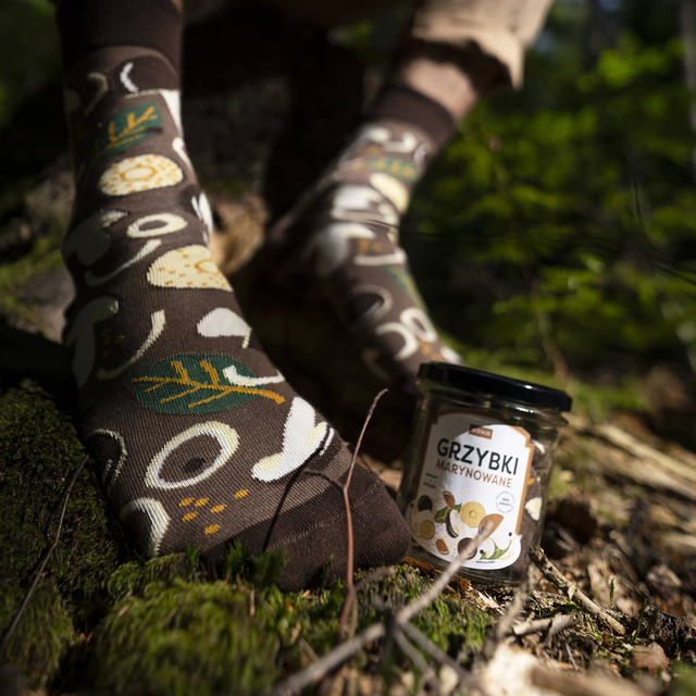 Lustige SOXO Herrensocken | Damensocken | in einem Glas marinierte Pilze | Baumwolle | ein Geschenk für ihn | unisex