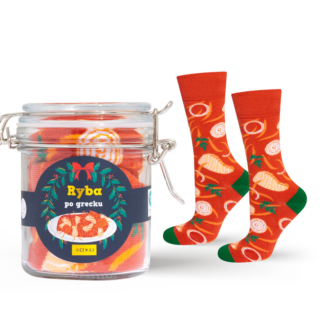 Herren | Damen Socken SOXO Griechischer Fisch im Glas