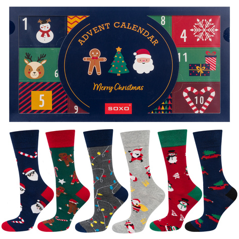 Merry Christmas gift cotton socks Set 6x Colorful men's socks SOXO GOOD STUFF