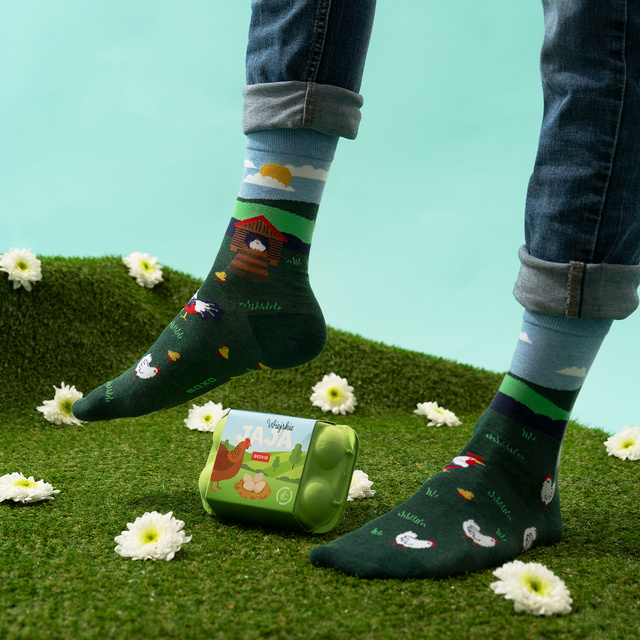 Bunte Herrensocken SOXO Ländliche Eier - 3 Paar