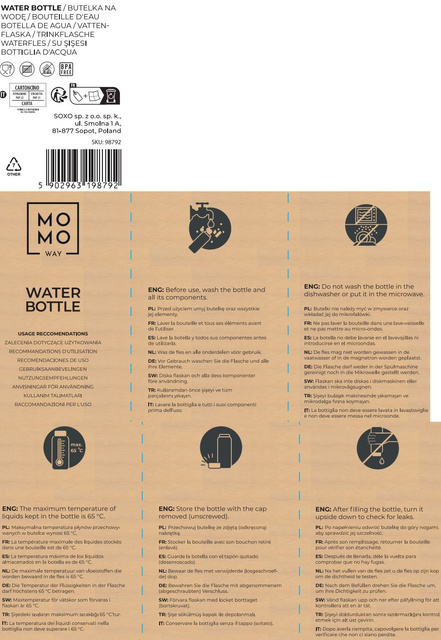 Wasserflasche mit Fruchteinsatz, dunkelrosa, für Kinder und Erwachsene | BPA free | Tritan | MOMOWAY