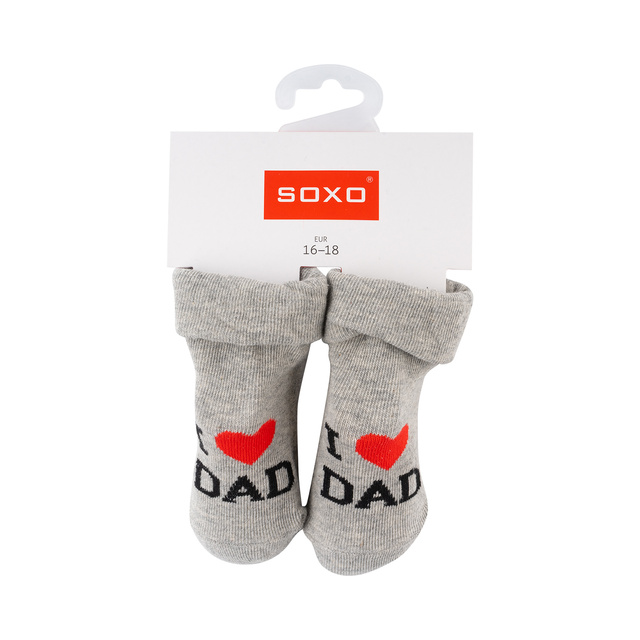 Set of 3x SOXO baby socks navy blue with inscriptions