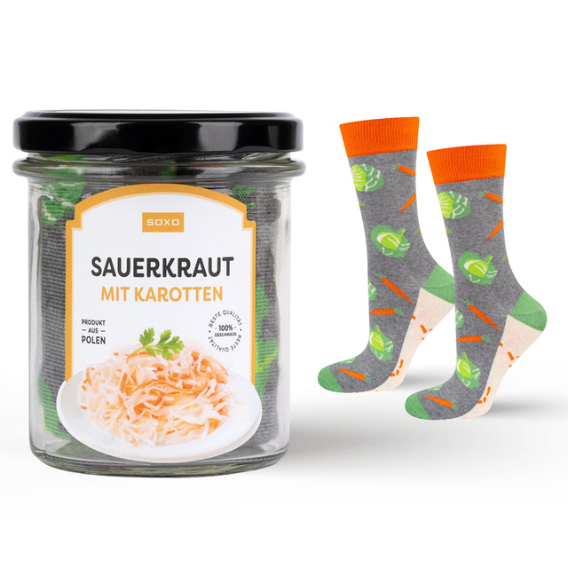 Herrensocken SOXO  Sauerkraut in einem Glas