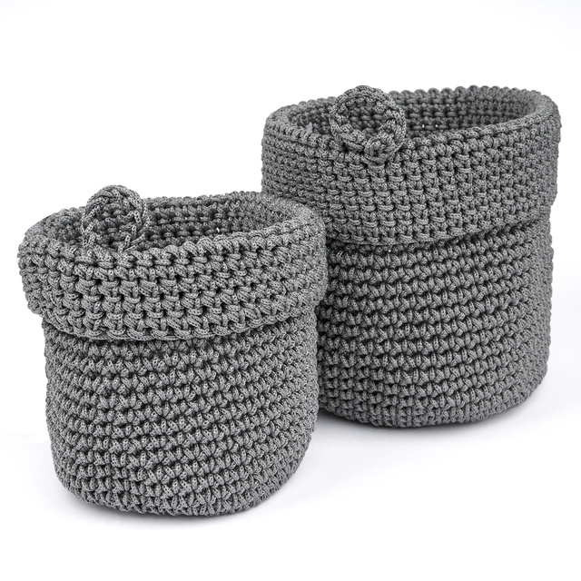 Set aus 2x Momo Way Badezimmerkorb grau 14cm und 17cm