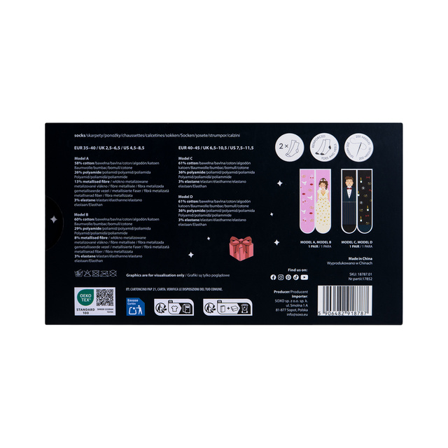 Set mit 2x Damen- und Herrensocken Ehemann und Ehefrau in Verpackung