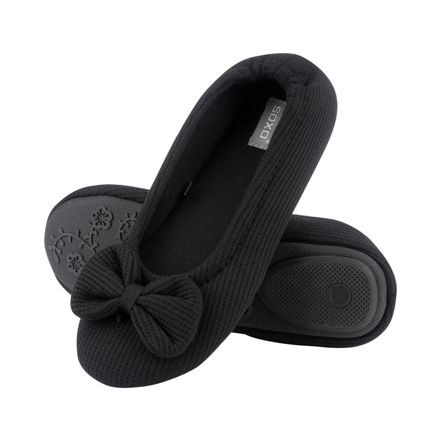 SOXO black women's ballerina slippers with a bow