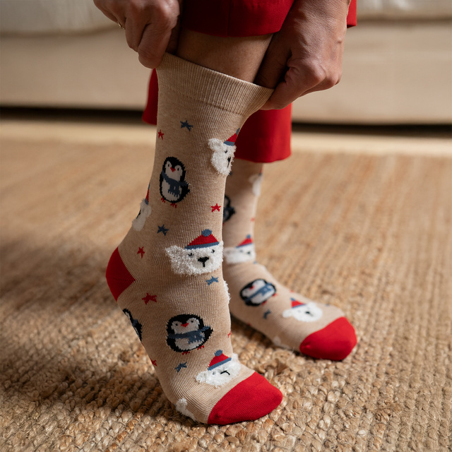 1 Paare von lustigen Socken mit Weihnachtenmotiv in einzigartiger Verpackung | Damen-/Herrensocken | SOXO