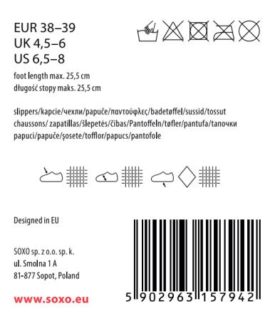 Hausschuhe für Oma SOXO mit polnischer Inschrift in einer Geschenkbox