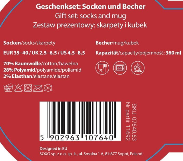 Damen Bunte SOXO GOOD STUFF Socken | Glühwein in einer Tasse | Geschenk für sie