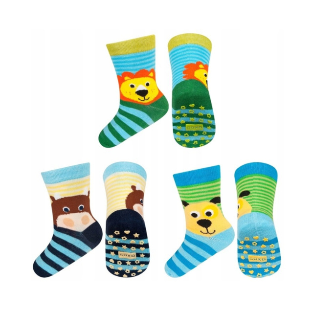 Set of 3x Colorful SOXO children's socks animals