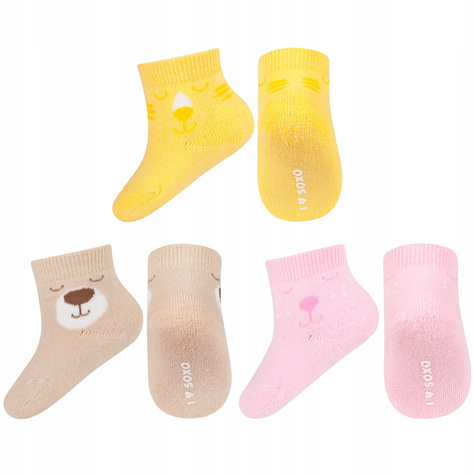 Set of 3x Colorful SOXO children's socks with animals