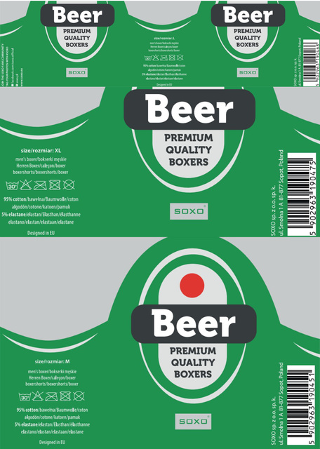 1 Paar von lustigen Boxershorts mit Biermotiv in einzigartiger Verpackung | SOXO