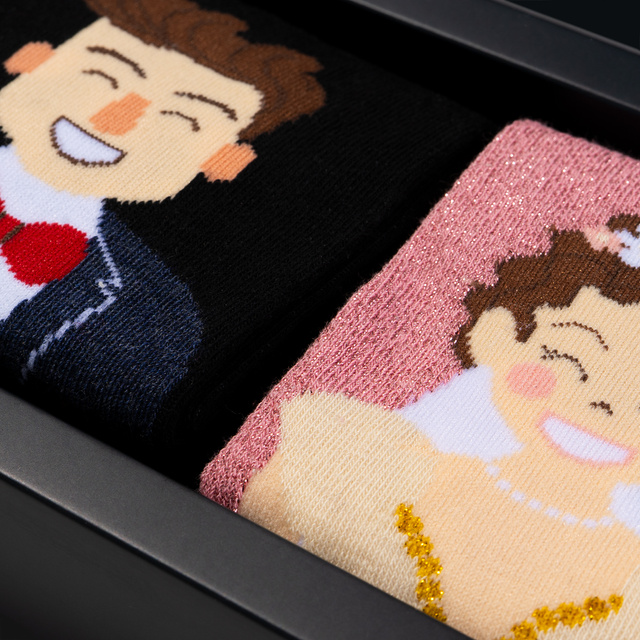 Set mit 2x Damen- und Herrensocken Ehemann und Ehefrau in Verpackung