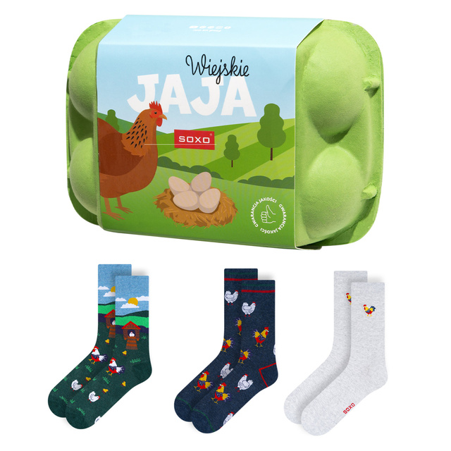 Bunte Herrensocken SOXO Ländliche Eier - 3 Paar