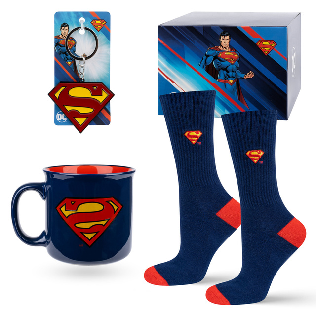 Superman mug sock and key ring set