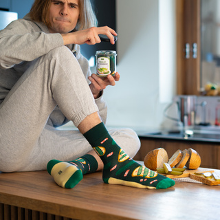 Bunte SOXO GOOD STUFF Herrensocken mit lustigem Baumwollhonig im Glas