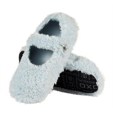 Blue SOXO women's fur ballerina slippers with a soft sole