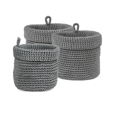 Set of 3x Momo Way bathroom basket grey 