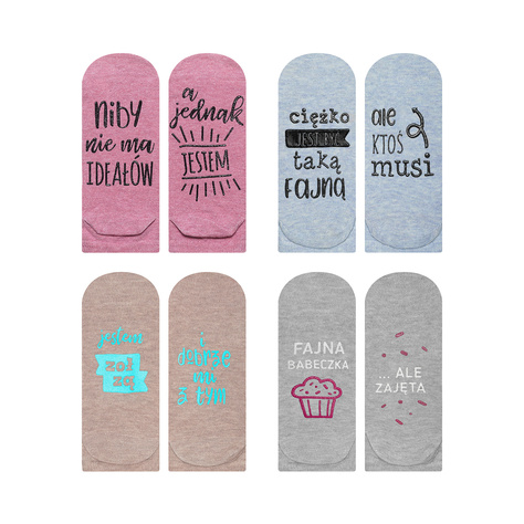 Set of 4x Colorful Women's Socks with inscriptions SOXO