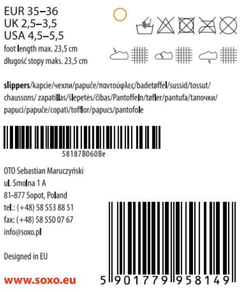 Kapcie SOXO balerinki z kokardką