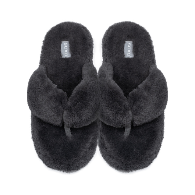 Women's slippers SOXO fur with a hard TPR sole