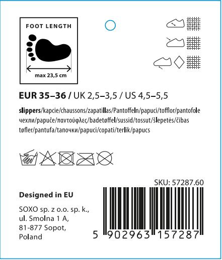 SOXO women's soft graphite slippers in gift box with stickers