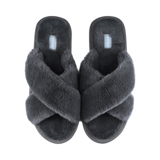 Women's slippers SOXO fur with a hard TPR sole
