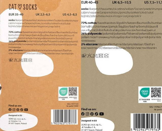 1 Paar von lustigen Socken mit Katzemotiv in einzigartiger Verpackung | Damen-/Herrensocken | SOXO