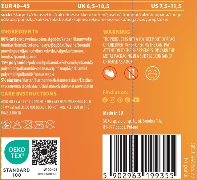 1 Paar von lustigen Socken mit Buldogmotiv in einzigartiger Verpackung | Damen-/Herrensocken | SOXO