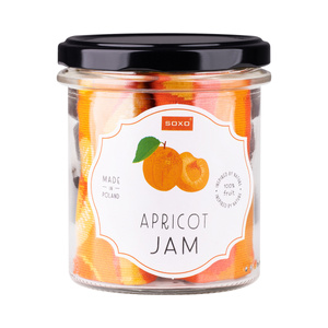 Women's orange SOXO GOOD STUFF socks with apricot jam in a jar