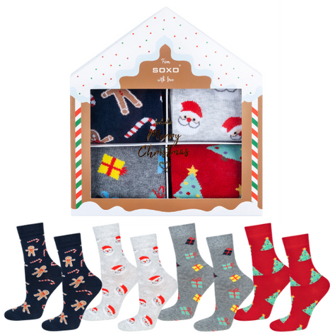 4er Set Bunte SOXO GOOD STUFF Damensocken ein fröhliches Geschenk zu Weihnachten