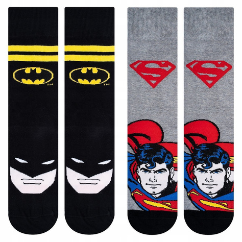 Set 2x bunten SOXO GOOD STUFF Socken für Herren Batman und Superman DC Comics