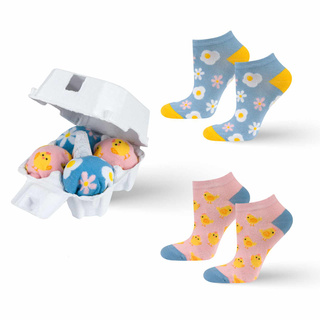 2 Paar von lustigen Socken mit Eggsmotiv in einzigartiger Verpackung | Damensocken | SOXO