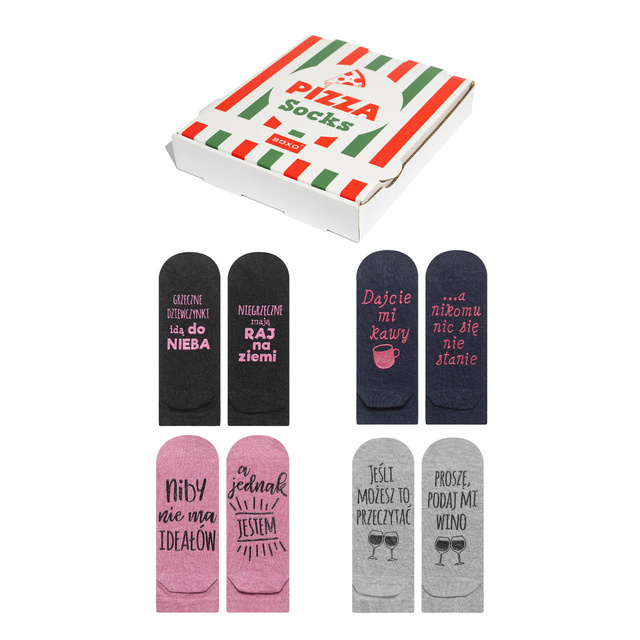 Bunte Set 4x Damen socken SOXO pizza