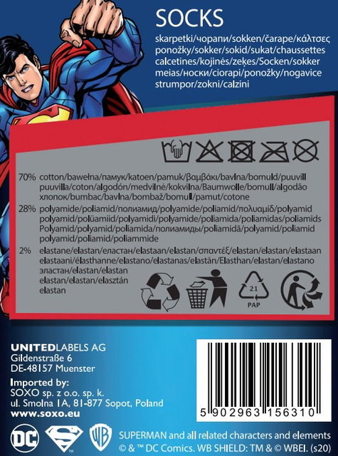 SOXO Herren kurze Socken | Superman Muster